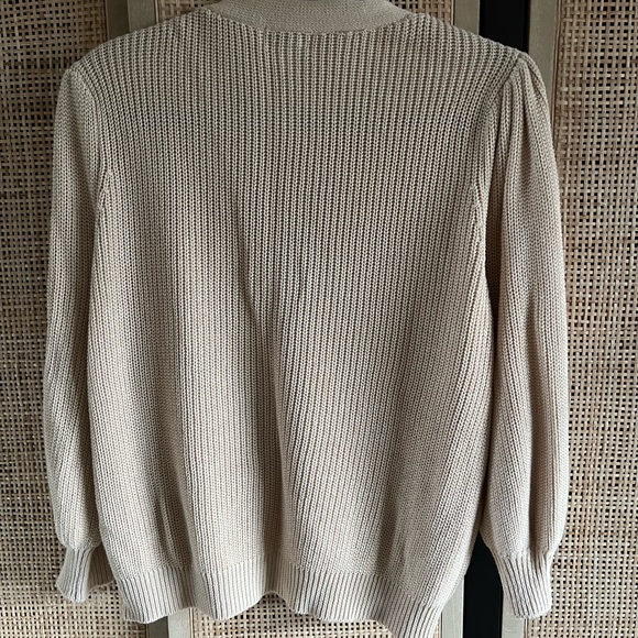 Puff sleeve cardigan by Evereve. Tan, size M. - Picture 2 of 7